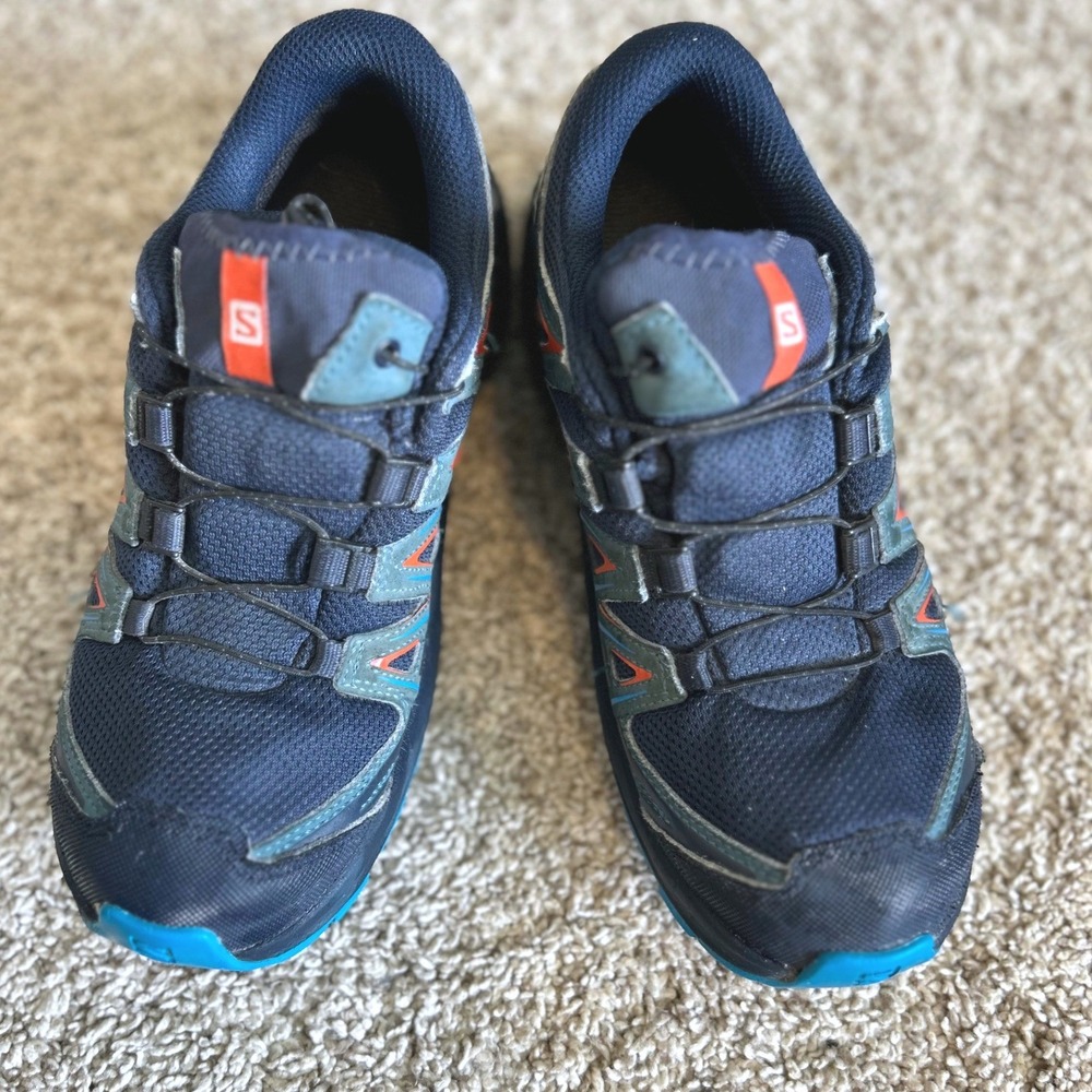 Salomon Kids XA Pro Trail Running Shoes Blue Orange Waterproof Sneakers SZ 3